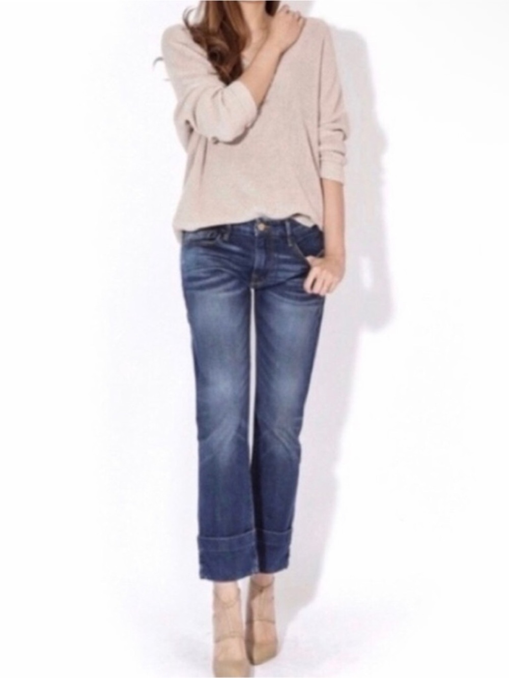 Frame Denim Le Grand Garçon Cuffed Cropped Straight-Leg Jeans - Picture 2 of 13